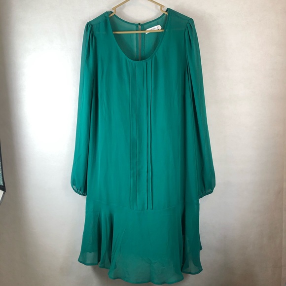 Justfab green dress XXL long sleeve very cute - Picture 5 of 11
